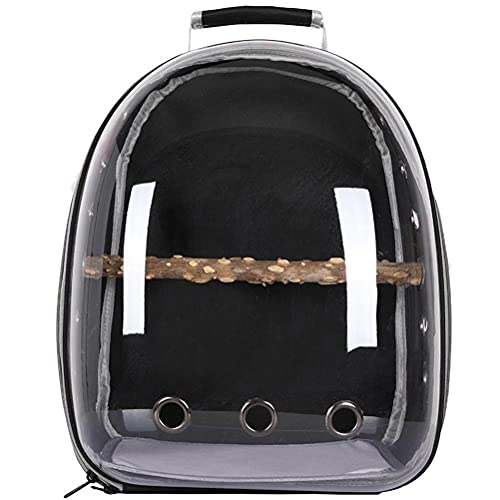 Zerodis Bird Travel Bag, Bird Carrier Backpack Space Capsule Clear Bubble Window Small Animal Travel Backpack Transparent Backpack Breathable Parrot Backpack (Black)