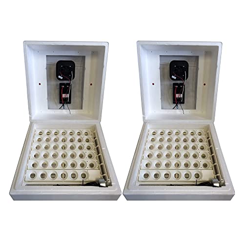 Farm Innovators 2450 Heated Digital Circulated Air Incubator with Automatic Egg Turner for Improved Egg Hatching of Up To 41 Eggs, White (2 Pack)
