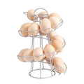Flexzion Egg Skelter Modern Spiral Egg Holder Countertop (Medium Egg Display) - Freestanding Wired Countertop Egg Holder for Fresh Eggs, Dispenser Stand, Storage Rack for Kitchen, Silver | Wire Chicken Egg Basket and Rotating Skelter Rack for Fresh Egg St
