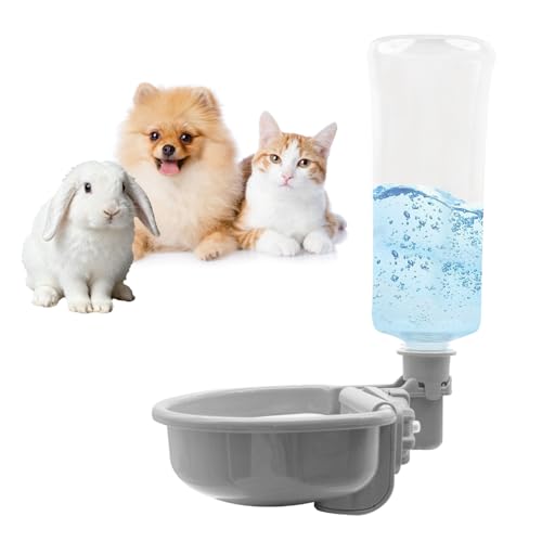 VANNON Anti-Splash Pet Water Bowl for Crates, 23oz Gravity Dispenser, Grey | 23oz anti-splash gravity water bowl with a floating disk for cleaner drinking and fewer refills throughout the day. - color: A-Grey, size: 23oz