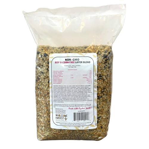 Non-GMO Soy and Corn Free Whole Grain Layer Blend 16% - Chicken Feed for Laying Hens and Ducks - Includes Essential Oils, Herbs, Oyster Shells, Vital Minerals, and Omega 3, 10 lb - size: 10 Pound (Pack of 1), style: Whole Grain Layer