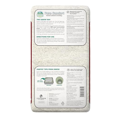 Oxbow Small Animal Bedding, Hamster, Guinea Pig, Rabbit, White, USA, 36 L | Pure Comfort, Hamster Bedding, Guinea Pig Bedding, Low Dust, Virgin Paper, Litter Box, Bunny, Rats, Gerbils, Chinchillas - color: White, size: 36 Liter