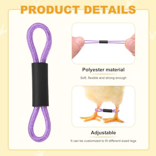 M METERXITY 100-Pack Adjustable Chick Leg Bands, 1.38" x 0.2" Polyester Chicken Leg Brace for Chicks/Ducks/Birds [Purple] Poultry Leg Bands - color: Purple