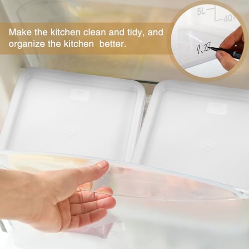 FoldTier 2 Pieces Square Food Storage Containers Polycarbonate Clear food Container with Lid Commercial Storage with Graduations for Commercial Kitchen Dough Marinating Meat(White,12 Qt) - color: White, size: 12 Qt