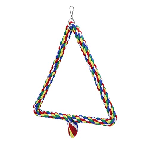 Bird Triangle Rope Swing Colorful Perch Chewing Toy for Parrots Budgie Parakeet Cockatiel Cockatoo (M) - size: M