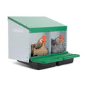 Homestead Essentials Classic Style 2 Compartment, Forward Rollout and Rollaway, Hen & Chicken Nesting Box with Integrated Perch and Protective Egg Laying Collection Lids - size: 20.8"L x 20.5"W x 20.0"H