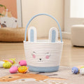 Easter Baskets for Easter Egg with Handle Woven Empty Hunt Boys' Lovely Bunny Rabbit Colorful Woven Basket First Easter Gifts for Boys, Babies, Kids, and Children (Blue) - color: Blue