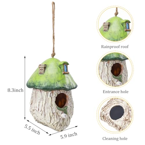 Yinns Bird House for Outside, Decorative Resin Bird Houses for Garden Decor | Birdhouses for Outdoors Nesting, Decorative WaterProof Bird Houses for Yard Cardinal Bluebird Wild Birds Nesting - color: Green and White
