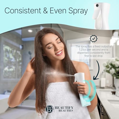 Hair Spray Bottle Continuous Water Mister Spray Bottle Empty Ultra Fine for Styling, Pets, Plants, water for Hair,Skincare, Plant Care, Pet Grooming, Cleaning