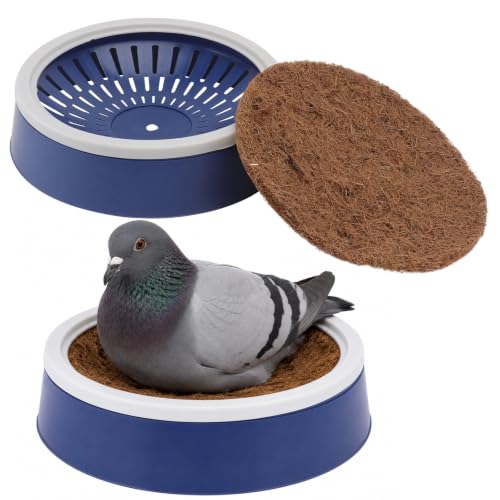 Toddmomy 2 Sets Pigeon Nest Egg Pad with Plastic Nest Pans Bird Accessory Kit for Doves Reusable Breathable Coir Mats 9.52 X 9.52 X 2.36 in for Cage Supplies