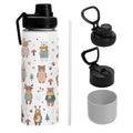 Bears 18oz Water Bottle, with 2 Lids Handle, Insulated Sports Cup | 18oz Stainless Steel Travel Tumbler,Reusable Leak proof Anti Slip Boot Mug, Christmas Birthday Gift for Daughter Son - color: Bears