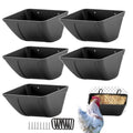 mozoba Hanging Chicken Feeder Trough for Goat Sheep Deer Poultry Duck Chicken Fence Feeder Livestock Feeding Container Goats Supplies Feeders Waterer Bucket (Matte Black) - color: Matte Black