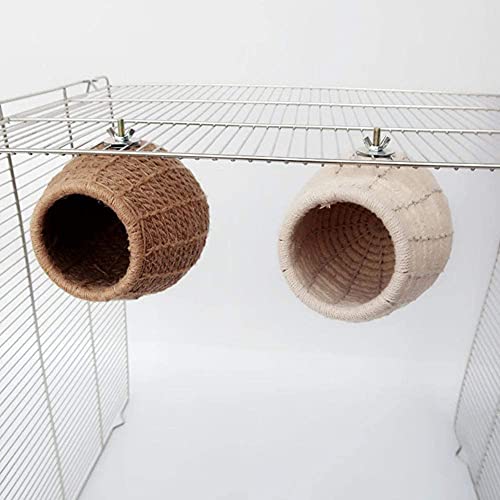 Litewoo Bird Breeding Nest Warm Rope Bed House for Small Medium Bird Parrot Parakeet Conure Cockatiel Canary Finch Lovebird Budgie (D: Hemp Rope) | Natural hemp rope, warm cozy sleeping space, encourage natural breeding behavior, for small medium bird/lov