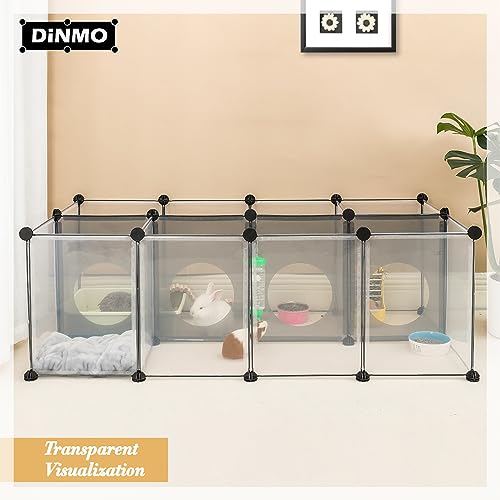 DINMO 18 Panels Bunny Playpen, Game Holes Design, 61.4 x 25.4 x 16.4 inches | Small Animals, Guinea Pigs, Hamsters, Kittens, Ferrets, Hedgehogs, Fun Play Tunnels, DIY, Expandable, Portable Exercise Fence - style: Plastic-18 panels