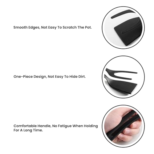Kitchen Spatula Set of 2, Black Nylon Egg Flipper Turner- Pancake Spatula Stainless Steel, Dishwasher Safe, 2-Piece Multipurpose for Cooking, Breakfast and BBQ (2, Black and Silver)