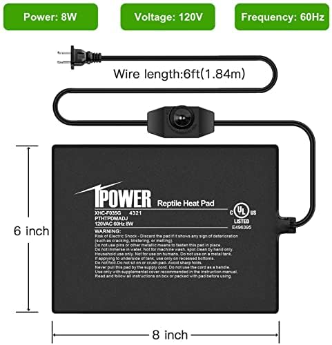 iPower 6x8 Inch Reptile Heating Pad with Adjustable Controller Knob, Under Tank Heater Mat for Turtles, Lizards, Snakes, Amphibians & Small Pets, 2 Pack - size: 6 X 8 Inch, style: 2 Pack Heat Pad with Adjustable Knob
