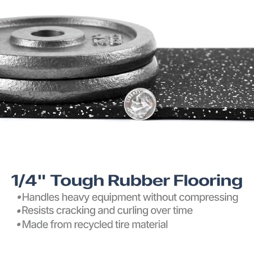 Flooring Inc's 1/4" Thick Tough Rubber Flooring Roll | Flexible Recycled Rubber Floor Mats for Home Gym | Heavy Duty Rubber Mat for Home Gyms, Sheds, Horse Stall Mat or Trailer - color: Tan, size: 5 - 4' x 10' Mats