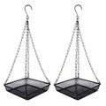 2 Pack Hanging Bird Feeder Tray 6.7 Inch Square Metal Mesh | Seed Holder, Durable Metal Mesh Feeders with Chains, Attracting Various Species of Wild Birds