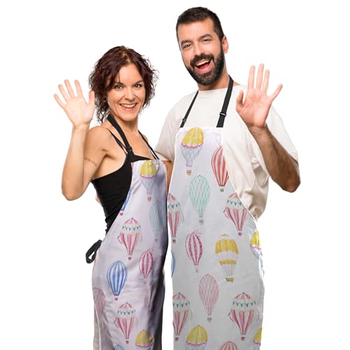 Kitchen Apron for Women Hot Air Balloons Mans Aprons for Cooking Restaurant BBQ Painting Crafting Gardening 27” (W) x 31” (H), Waterproof Apron - color: Hot Air Balloons
