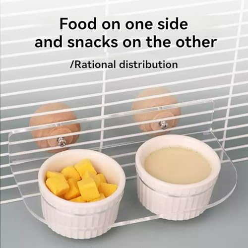 Sugar Glider Feeder Hanging Ceramic Bowl with Acrylic Stand Space-Saving Design for Small Pet (Single Bowl Large) - color: single bowl large
