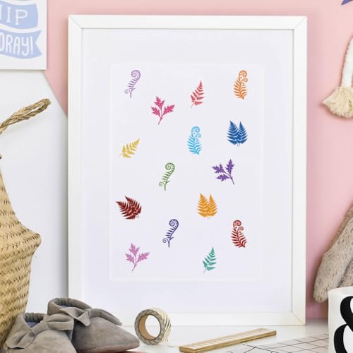 AHANDMAKER 5 Styles Ferns Stamps, Fern Leaves, Plant Silhouettes Mini Wooden Unique Designs Drawing Stamps for DIY Card Making Scrapbooking Stamping Crafting Planner Egg Decorating(No Ink Include) - style: Fern Leaves