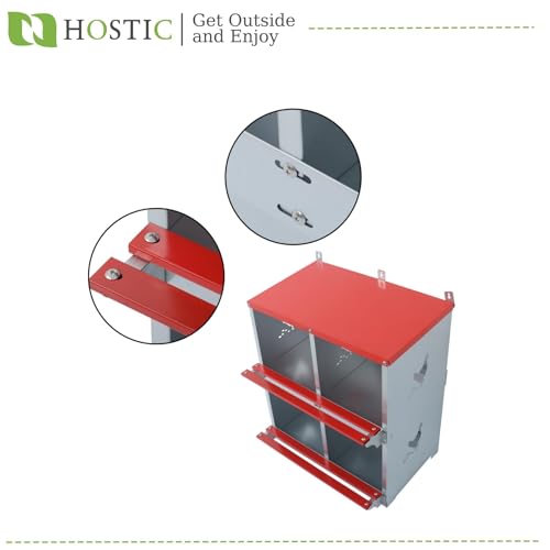 HOSTIC Chicken Nesting Boxes 4 Compartment Metal Poultry Nest Box Wall Mount for Chickens Hens Ducks Large Vented Holes