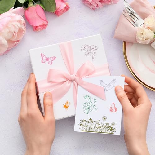 Whaline 5 Sheets Wildflower Clear Stamps Floral Leaves Butterfly Silicone Transparent Stamps for DIY Craft Card Making Scrapbooking Embossing Album Decor - style: Wildflower
