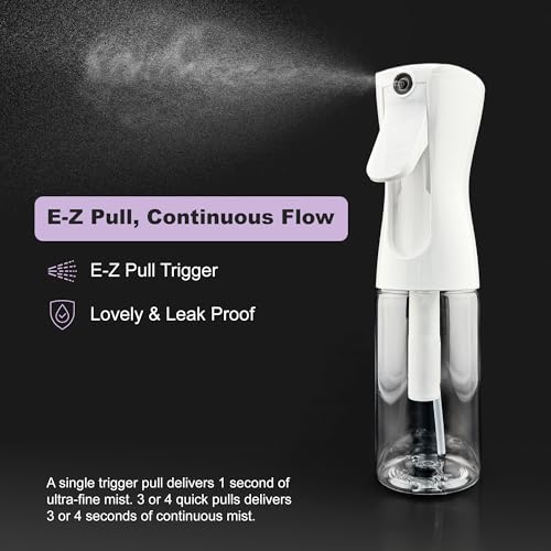 2 Pack Spray Bottles for Hair - Continuous Water Mister Spray Bottles with Ultra Fine Mist Spray for Hairstyling, Barbers, Salons, Skin Care, Cleaning, Plants, Pets (Ivory, 6.8 oz) - color: Ivory, size: 6.8 oz