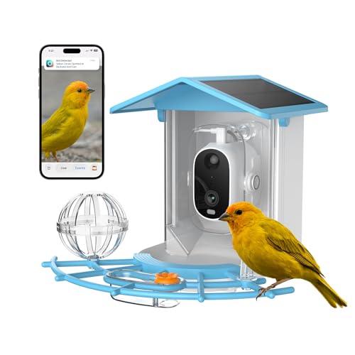 Luna Smart Bird Feeder Camera, 2K Enhanced AI Birds Species Identification | HD Video, Instant Arrival Alerts, Solar Powered, Weatherproof Design for Birdwatching, Ideal Gift for Bird Lovers