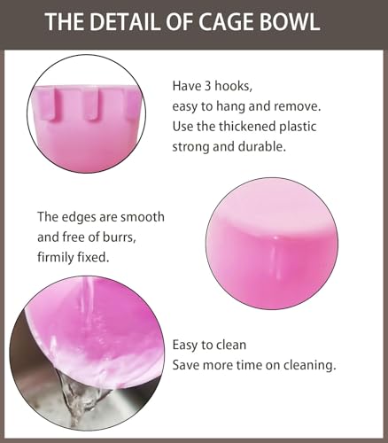 10 Pack Cage Cups Birds Feeders Seed Bowl Chicken Feeding Watering Dish Rabbit Water Food Hanging Wire Cages Box 8oz Coop Cups for Pet Parrot Parakeet Gamefowl Poultry Pigeon (Pink) - size: 10PCS Pink