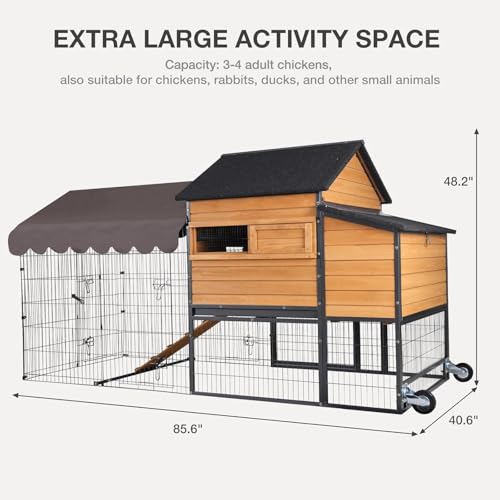 MEDHEHOO Ultimate Chicken Coop - Spacious 85" Metal Frame Chicken House with Nesting Box, Portable & Waterproof, Perfect for 4 Chickens!