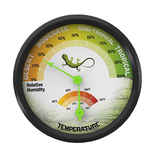 High Precision Reptile Thermometer Hygrometer with Back Sticker Reusable Mechanical Temperature and Humidity Gauge for Terrarium Vivarium Brooder Easy to Install and Design
