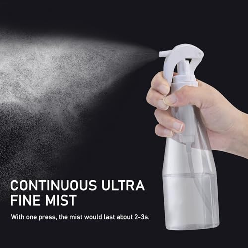 10 oz Continuous Spray Bottle for Hair, Ultra-Fine Water Spray Bottle for Cleaning, Plants, Pets (Plastic, White, 300ml) - color: white