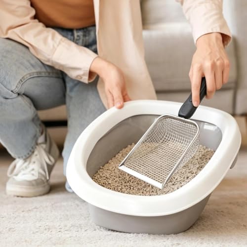 Chicken Poop Scooper for Coop, 2 Pack Chicken Coop Shovel | 0.15 Inch & 0.2 Inch Mesh, Metal Chicken Coop Rake and Scoop Tool, Sifting Shovel for All Litter Types, Anti-Slip