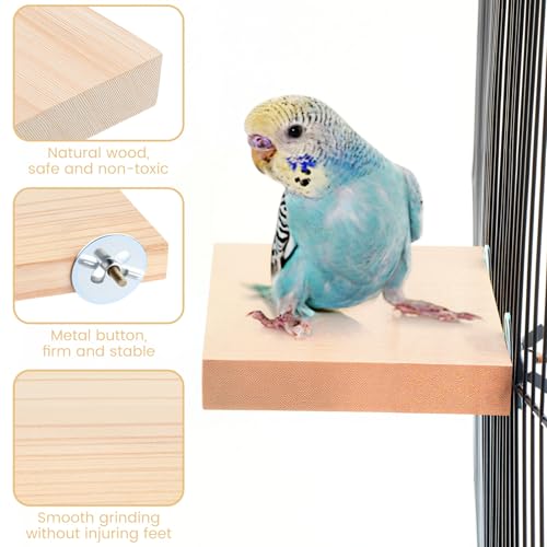 Reginary 12 Pcs Wood Bird Platform Rectangle Wood Perch Stand Board Habitat Cage Corner Shelf with Washers Bird Paw Grinding Clean Accessories for Pet Budgie Parrot Cockatiels