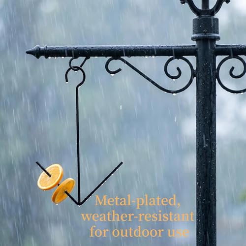 2 Pack Oriole Feeder for Outdoors Hanging, Fruit Feeder with 2 Prongs for Oriole and Wild Birds, Black with Hook, Garden Patio