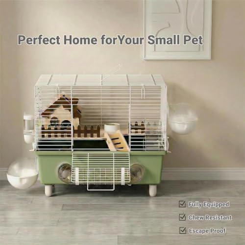 18.5" Bite-Proof Metal Hamster Cage, Fully Equipped, Easy Clean | With Running Wheel, Hideout, and Platform – a Small Animal Cage Suitable for Dwarf Hamsters, Mice, Rats, and Guinea Pigs