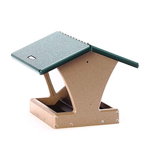 Birds Choice SN200 Two-Sided Hopper Feeder, Recycled Bird Feeder, Medium, Taupe/Green | Recycled Poly Lumber Construction, Easy to Fill and Clean, Weather-Resistant for Year-Round Backyard Feeding - style: Taupe/Green