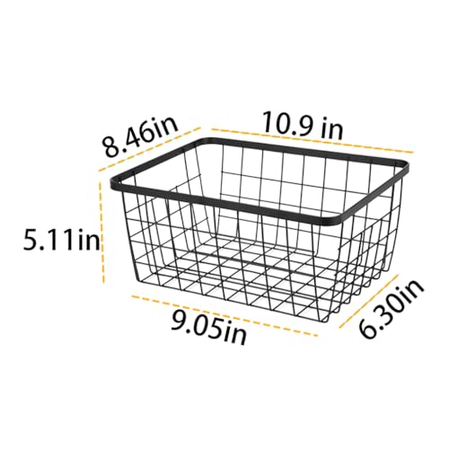 Kitchen Metal Wire Baskets with Handles Food Storage Organizer, Household Refrigerator for Cabinets,Pantry,Bathroom,Black,2 Pack - color: Black, size: 2 Pack New Small