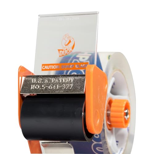 Duck High Performance Clear Packing Tape with BladeSafe Dispenser – Tape Gun with HP260 Strong Packaging Tape for Shipping, Moving, Mailing & Boxes - 3" Core, 1.88 Inch x 60 Yards, Clear (1078566) - size: 1-Pack, style: Refill + Dispenser