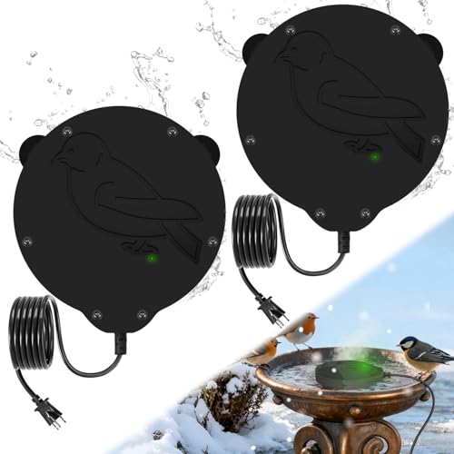 Bird Bath Heater, Upgraded 100W De-Icer Submersible Bird Bath Heaters for Outdoors in Winter, Chicken Water Heater for Winter, Thermostatic Control w/LED Indicator, 5.9 Ft Cord (Black-2Pack) - color: Black-2Pack