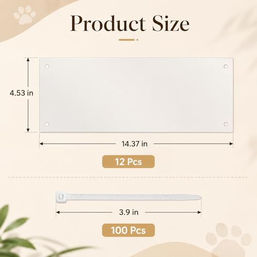 12 Pack Hamster Cage Liner, Clear Cage Accessories Urine Guards | Flexible Plastic Habitat Side Liners with 100 Zip Ties, 14.37x4.53 in Anti-Splash Shield for Rabbit Guinea Pig Hamster Ferret