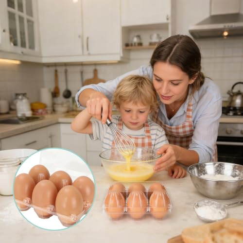 DAJAVE 100 Pack Plastic Egg Cartons Bulk, 2x3 Egg Holders Style Holds up for 6 Eggs, Half Dozen Egg Carton for Family, Pasture, Farm Markets Display(Medium)