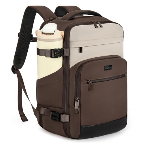 30L Travel Backpack for Women & Men: Flight Approved Carry On Backpack, TSA Personal Item Bag with Water Bottle Pocket, Weekender Essentials Backpacks fits 15.6" Laptop - Black Coffee - color: Black Coffee, size: Large