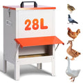 35lb Automatic Chicken Feeder Metal Ducks Poultry Feeder no Waste Large Hanging Chicken Feeders Trough with Leg for Chickens Coop Quail Outside Galvanized Waterproof Chicken Feeder