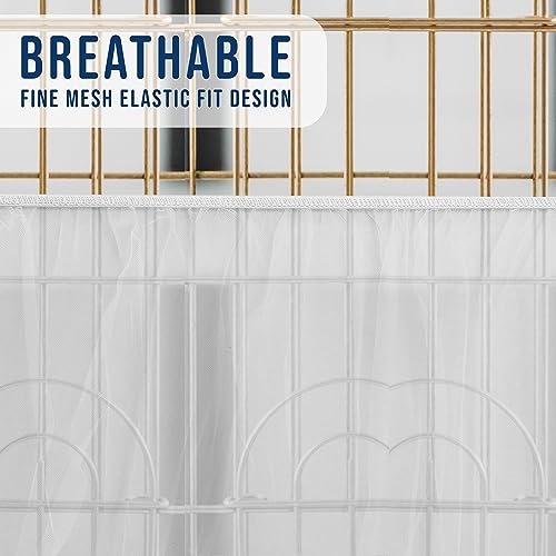 Universal Bird Cage Seed Catcher Universal Mesh Skirt Cover Stretchy Small Animal Cages Cover Pet Removable Durable Protector (Extra Large, White) - color: White, size: 31.5"L x 6.7"W x 43.0"H