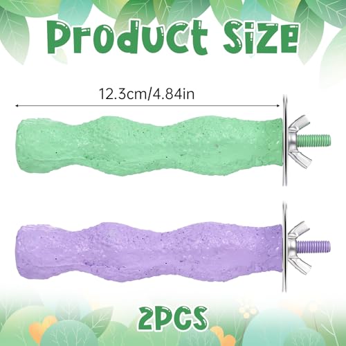 2pcs Resin Parrot Perch for Cage, Bird Beak Grinding Stone, Parakeet Nail Trimming Stick Platform Parrot Resin Beak Grinder Stone Perches Foot Claws Trimmer Chew Toy for Budgies Parakeets Cockatiels