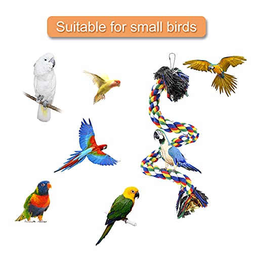 WishLotus Bird Perches, Parrot Colorful Climbing Rope Swing Toys Parrot Stand with Bell and Hanging Clip for Parrots, Budgies, Macaws, Parakeets, and Other Small Birds. (50cm) - size: 50cm