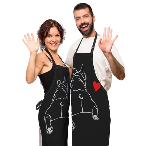 Cooking Apron for Women Bulldog Funny Aprons for Men for Kitchen Restaurant BBQ Painting Crafting Gardening 27” (W) x 31” (H), Waterproof Apron - color: Bulldog