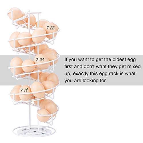 Toplife Spiral Design Metal Egg Skelter Dispenser Rack, Storage Display Rack, White - color: White